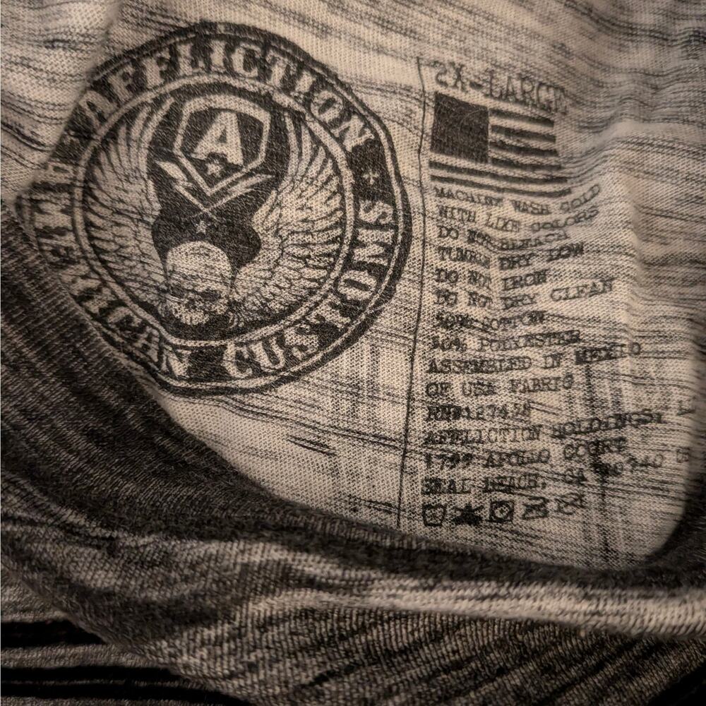 AFFLICTION American Customs Snake & Skull Black Velvet Print Gray Shirt Men 2X - Picture 4 of 5